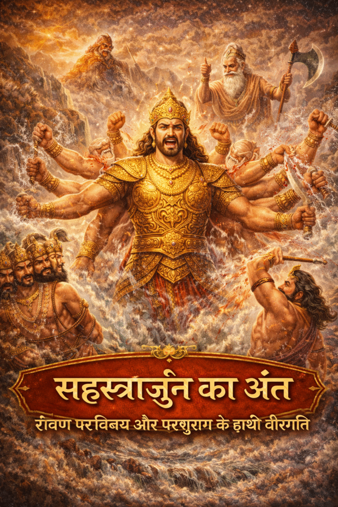 सहस्त्रार्जुन: हिन्दू पौराणिक कथा को दर्शाता पारंपरिक डिजिटल चित्र