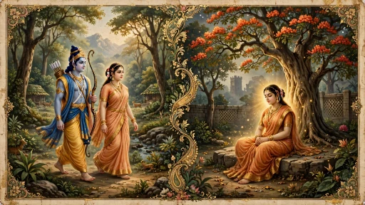 Mata Sita ko karunamayi Jagat Janani ke roop me darshati divya chitrakala, jisme ve ek dukhi balak ko santvana deti hui maa ke roop me aur aakash me bhakton par ashirwad barsate hue dikh rahi hain, neeche sant aur Dharmadas nadi ghat par ye matritva bhaav dekh rahe hain